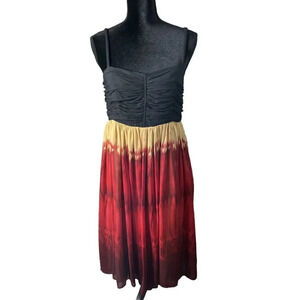 Anne Klein Women’s 10 Black Red Ombre‎ Spaghetti Strap Zip Up Side Midi Dress